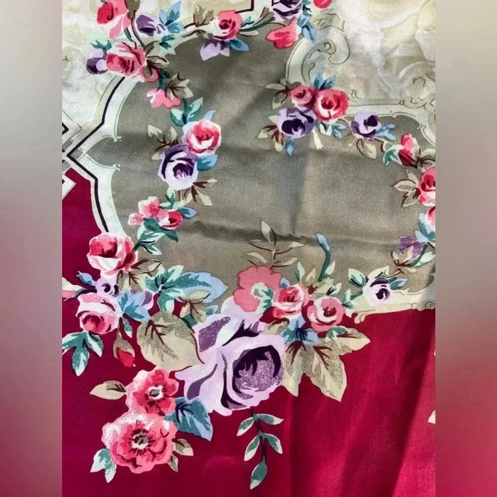 VINTAGE: Adolfo | ladies floral print silk scarf.